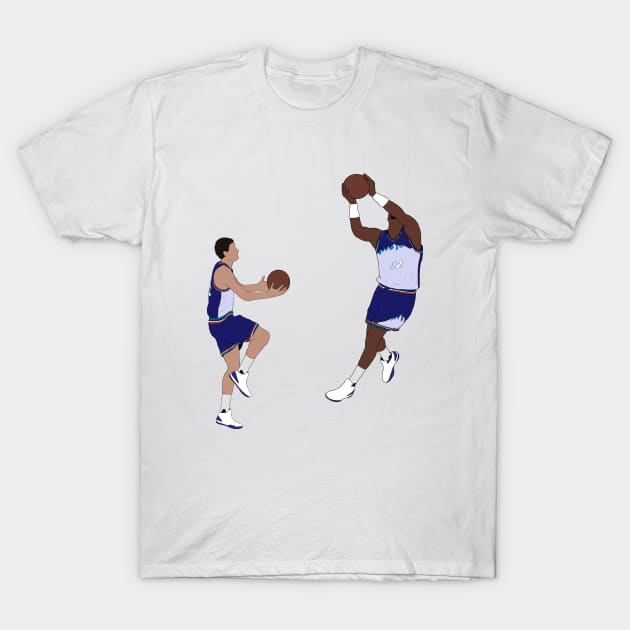 John Stockton Alley Oop To Karl Malone T-Shirt by rattraptees